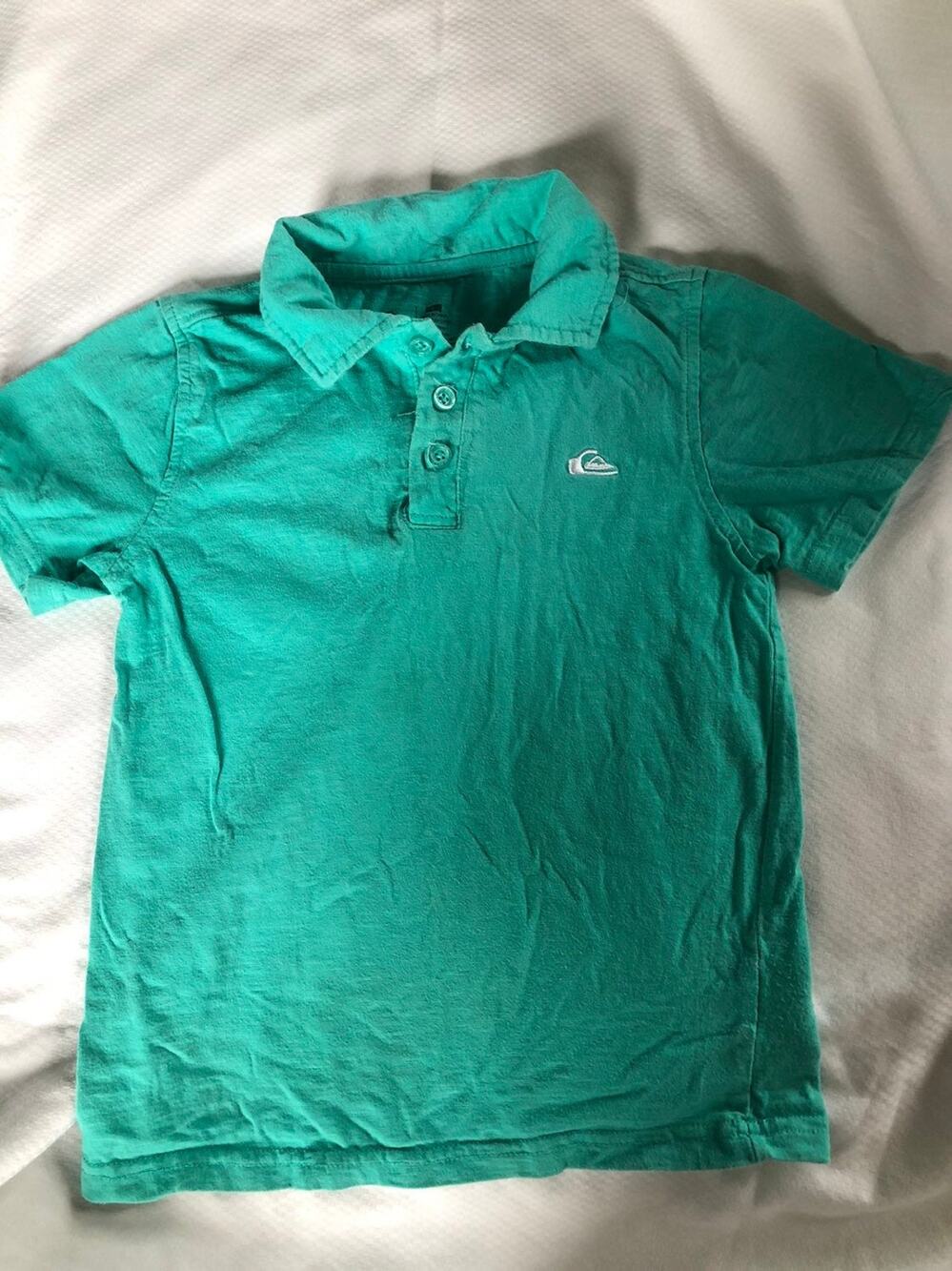 QUIKSILVER boys short sleeve teal Polo Shirt size 6